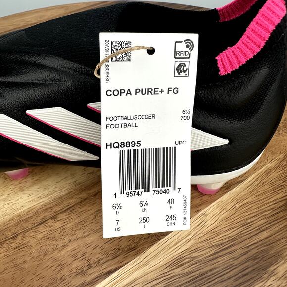 Adidas Copa Pure + FG HQ8895 Black White Men\'s 7/ Women\'s 8 Soccer Cleats NEW main image 4